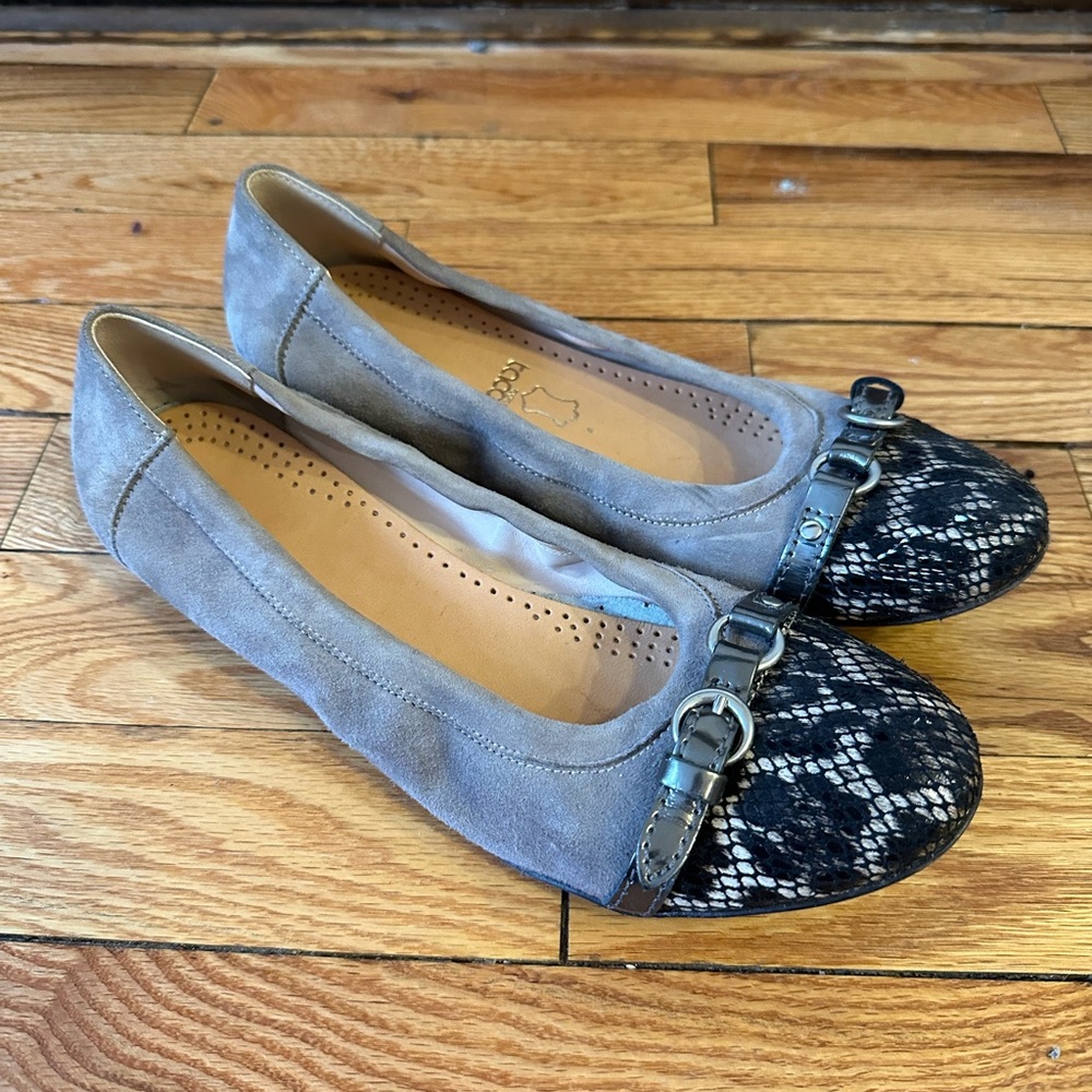 AGL suede + animal print ballet flats